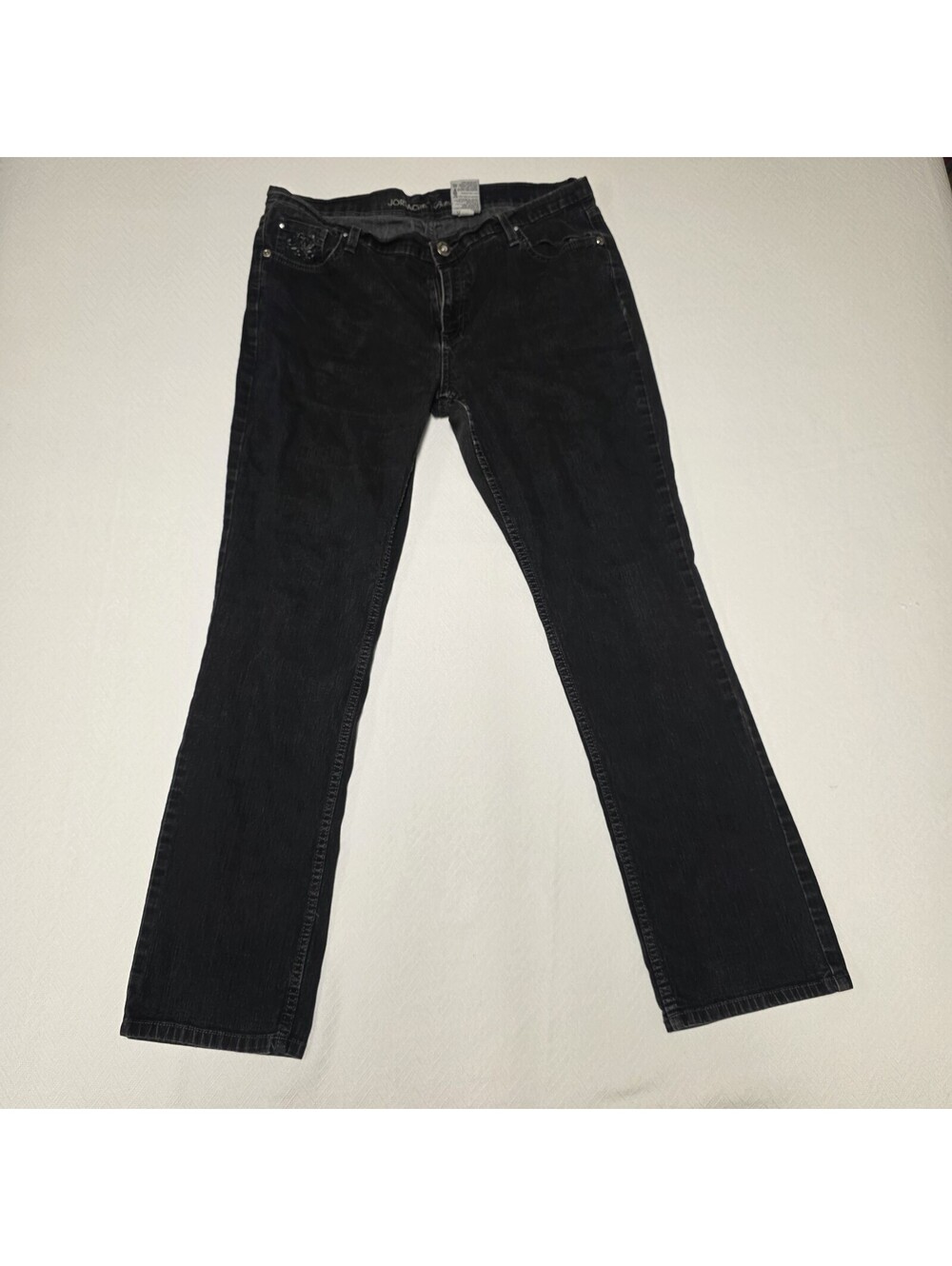 Jordache Premium Womens Straight Leg Jeans Size 16 Average Black Denim Mid Rise